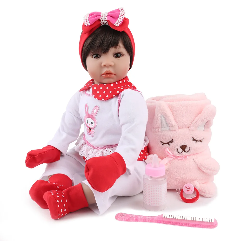 

NPK Doll Reborn 55CM Soft Silicone Reborn Baby Dolls Vinyl Toys Big Dolls For Girls 3-7 Years Old Baby Dolls With Blouse Cloth