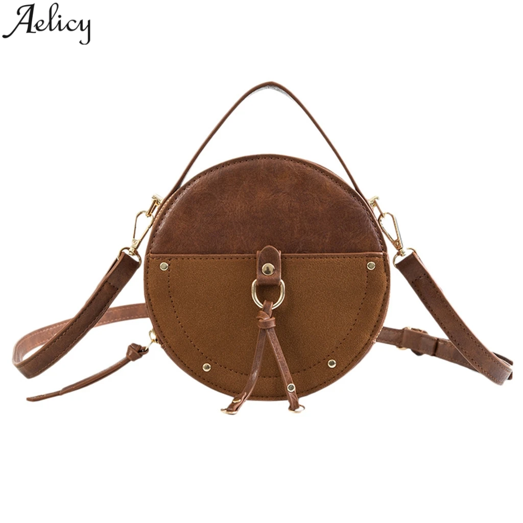 Aelicy Новая модная круглая сумка с кисточками Женская круговая сумка на молнии женская сумка на плечо из искусственной кожи Универсальная кожаная сумка Bolsas De Mensajero
