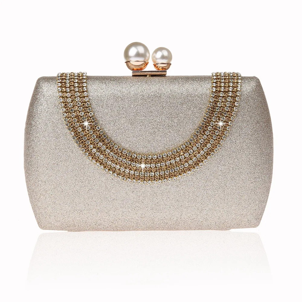 Champagne Chinese Women's bag Wedding Evening Bag Clutch handbag Bridal Party Purse Makeup Shoulder 1871-2 | Багаж и сумки