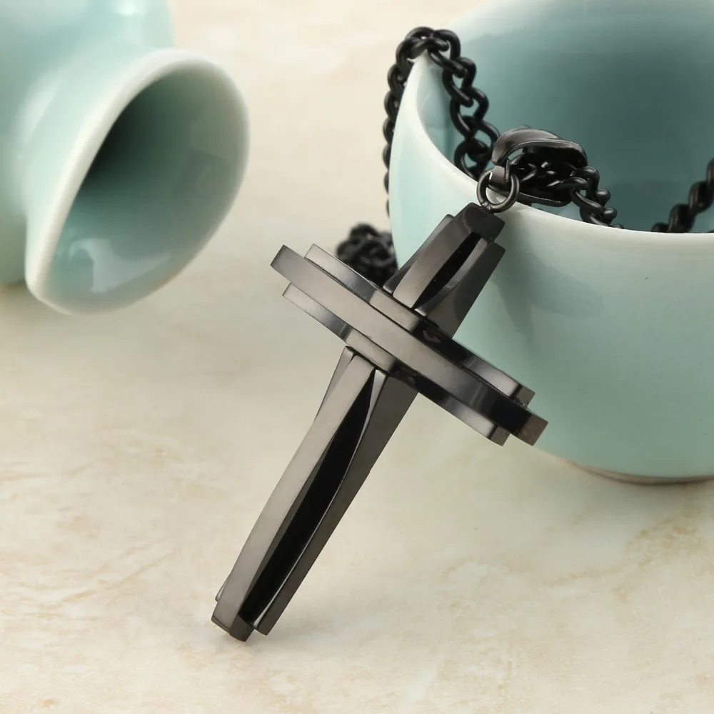 HZMAN Мужская цепочка из полированной нержавеющей стали с серебряным крестом 24