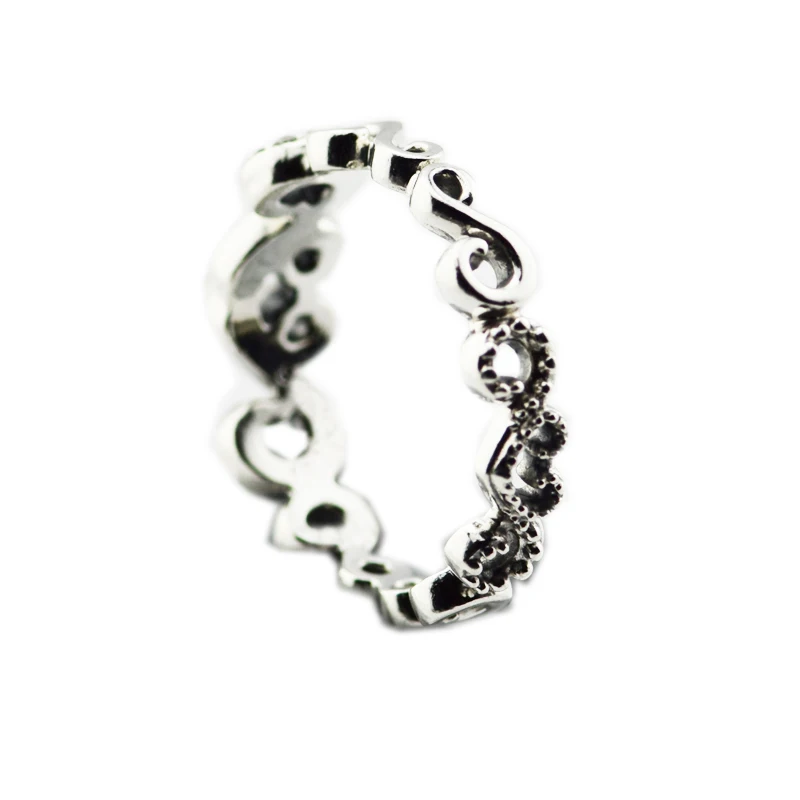 

Heart Swirls Rings with Clear CZ 100% Authentic 925 Sterling-Silver-Jewelry Free Shipping