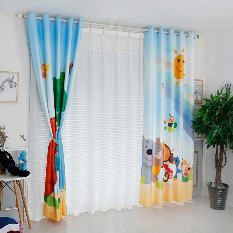 Корейские 3D затемненные занавески с маленькой обезьянкой животные плотный