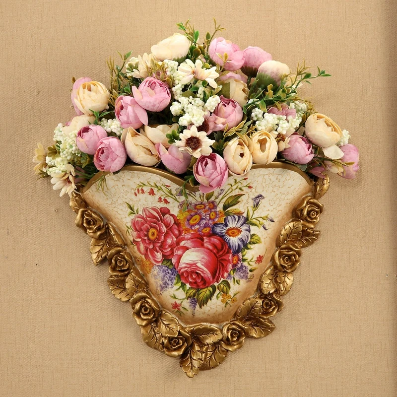 

Европейская ретро ваза из смолы, настенные украшения, поделки для дома, гостиной, гостиницы, крыльца, цветочная корзина, художественное офор...