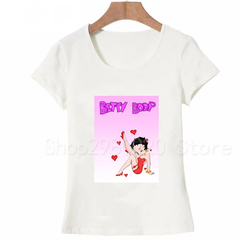 Женская футболка с принтом Betty Boop Повседневная забавная белого цвета