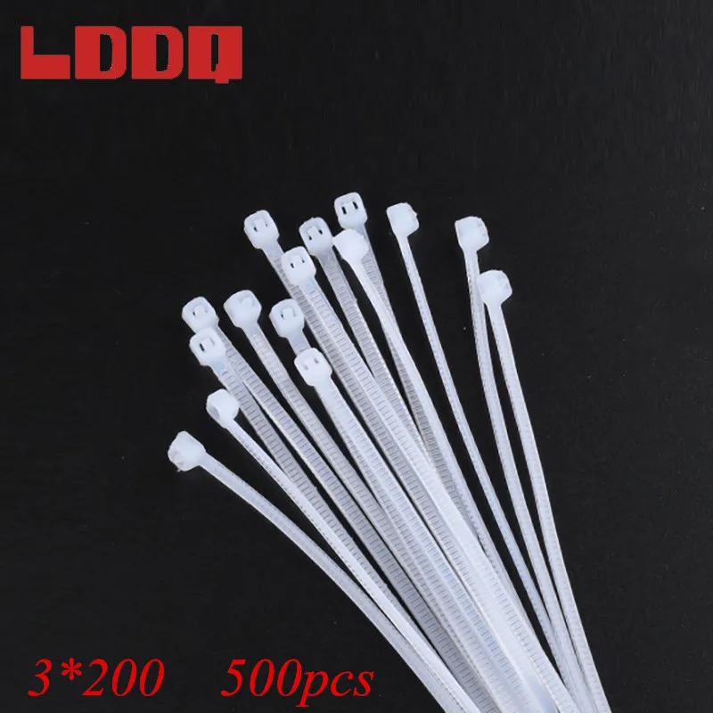 LDDQ 500 шт. нейлоновые пластиковые кабельные стяжки самоблокирующиеся 3*200