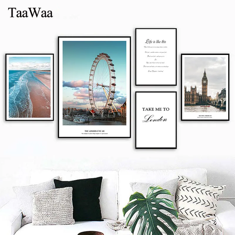 Лондонский Городской Пейзаж Плакат и принт мотивационные путешествия жизнь художественная стена с цитатой холст живопись скандинавские украшения Картина декор