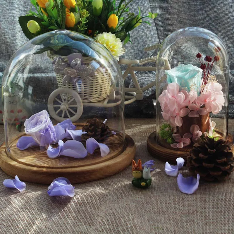 Креативная стеклянная подставка из цельной древесины прозрачное стекло