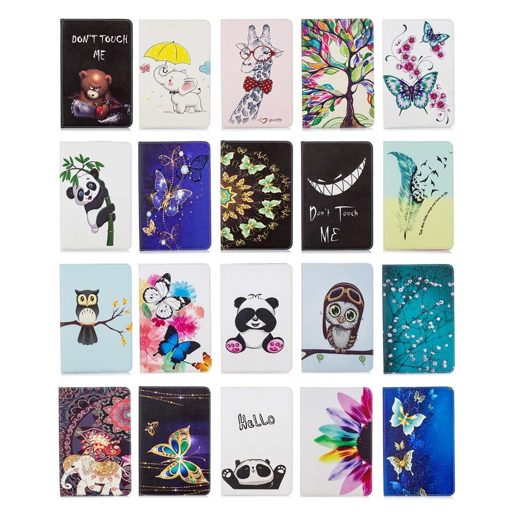 

Fashion Painted PU Leather Flip Card Package Stand Tablet Cover For Samsung Galaxy Tab A 8.0 inch S Pen 2019 SM P200 P205 Case