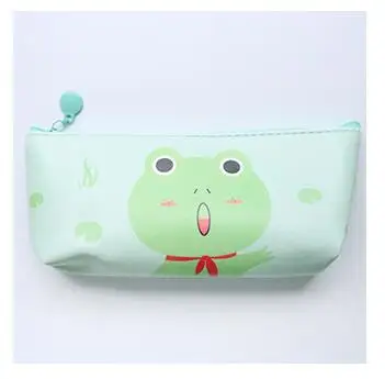 green frog Мультфильм Животные PU ручка карандаш сумка держатель большой хранения студент канцелярские дети подарок на день рождения - Цвет: green frog