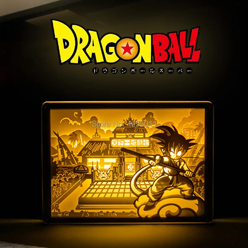 S. orange 3D Аниме DIY DRAGON BALL Young Goku настольная лампа светодиодный хрустальный фоторамка ночной Светильник резьба по теням бумажный светильник ing подарки