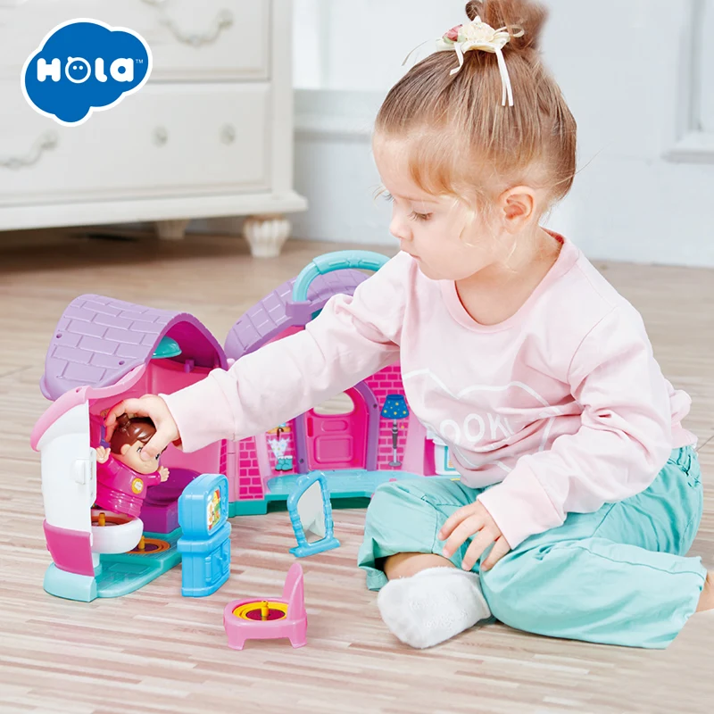 HOLA 3128B семейный дом принцесса кукольный домик Diy Вилла замок с мебелью моделирование мечта девушка игрушка дом для 3 лет