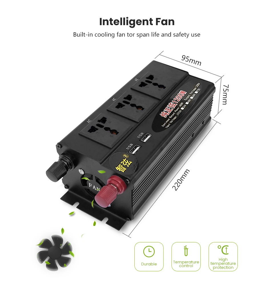 SUNYIMA 1200 Вт Чистая синусоида Инвертор DC12V/24 В/48 В к AC220V 50 Гц двойной цифровой дисплей двойной USB переключатель усилитель конвертера мощности