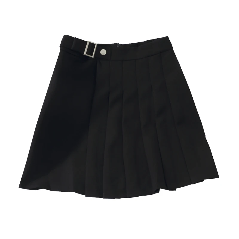 Женская плиссированная мини юбка однотонная с высокой талией для осени и зимы
