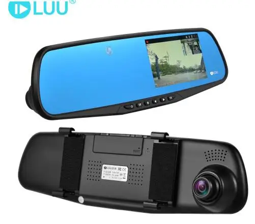 LUU 1080P FHD Автомобильный видеорегистратор dash cam Скрытая Встроенная камера 5," ips зеркало заднего вида цифровой видеорегистратор двойной объектив видеокамера - Название цвета: Синий