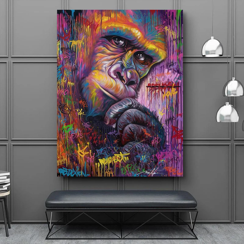 RELIABLI ART абстрактные граффити Горилла обезьяна картинки постеры с животными