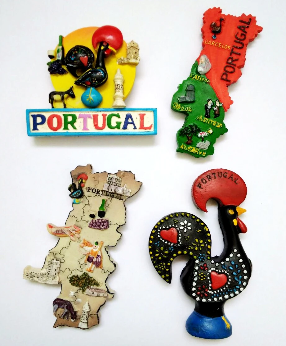 Расписанная вручную португальская топографическая карта 3D магниты на