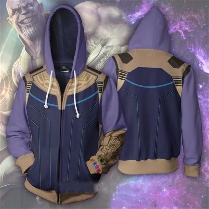 Marvel Cinematic Thanos худи на молнии для мужчин и женщин Косплей свитер аниме одежда 3D печать Новинка