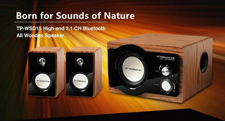 TP WIRELESS 2.1CH деревянный динамик беспроводной Bluetooth 40 Вт сабвуфер домашний кинотеатр