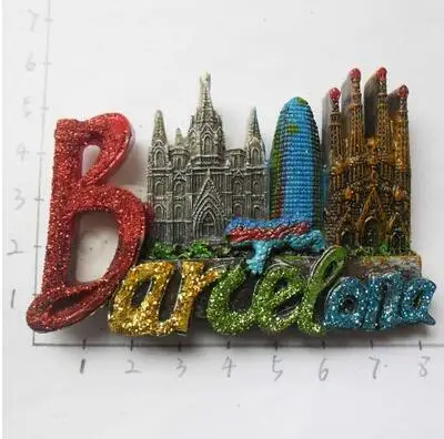 Испания Барселона Sagrada Familia туристический сувенир 3D Смола декоративный магнит для холодильника ремесло - Цвет: Белый
