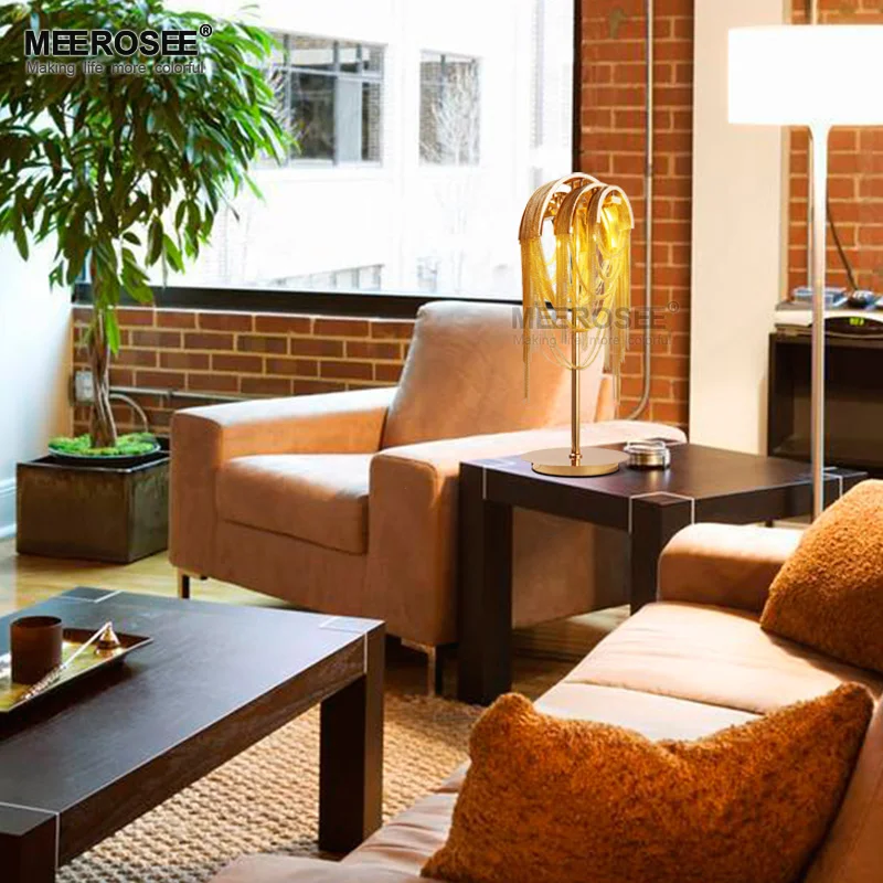 Алюминиевая цепь в стиле ретро золотого цвета настольная лампа из алюминия для