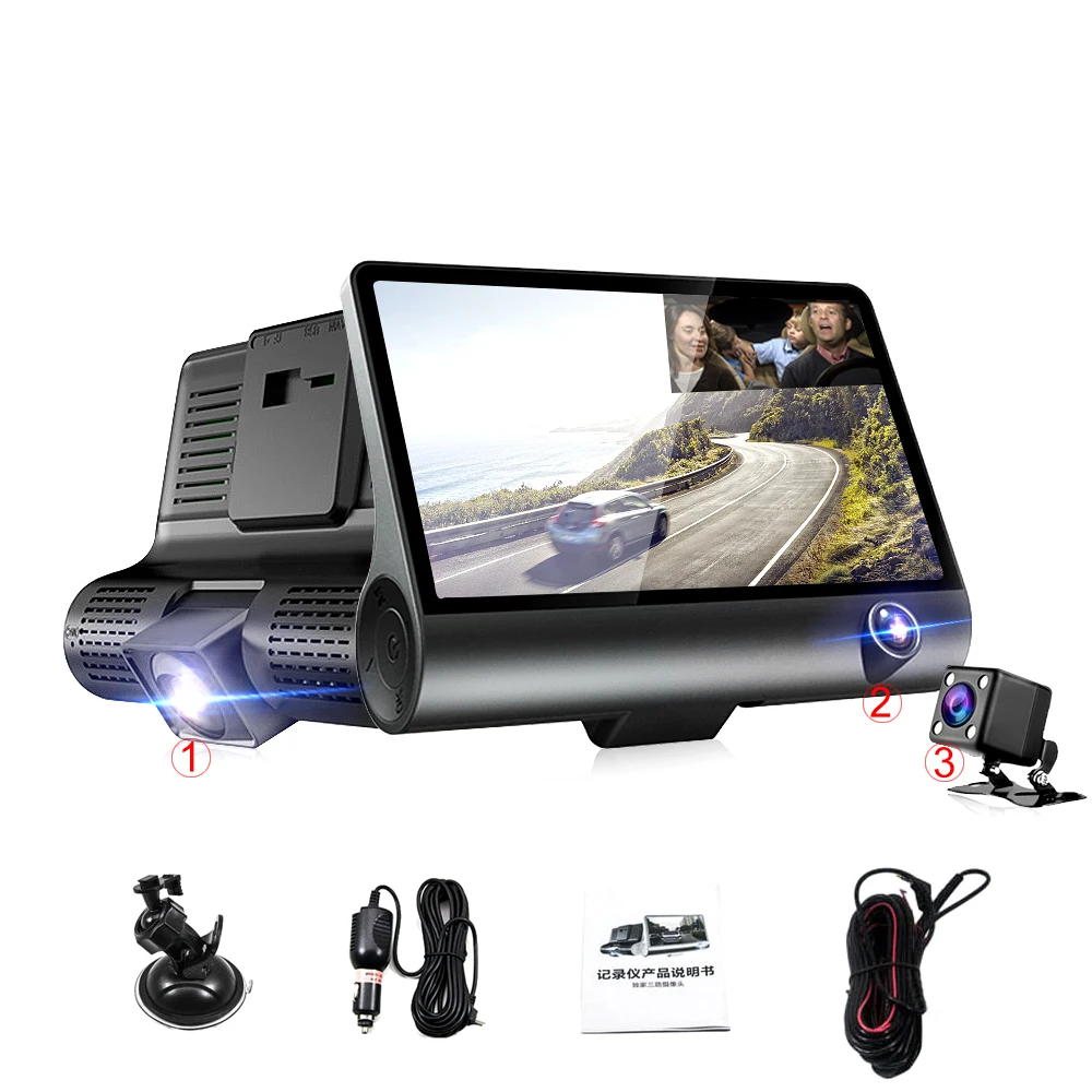 Автомобильный видеорегистратор заднего вида Камера Dash Cam Регистраторы Двойной