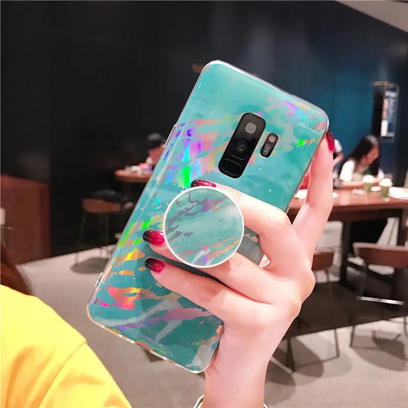 Case For Samsung Galaxy Note 9 8 note9 Laser Marble Texture Soft Silicon Cover Cases S8 S9 plus s7 edge |