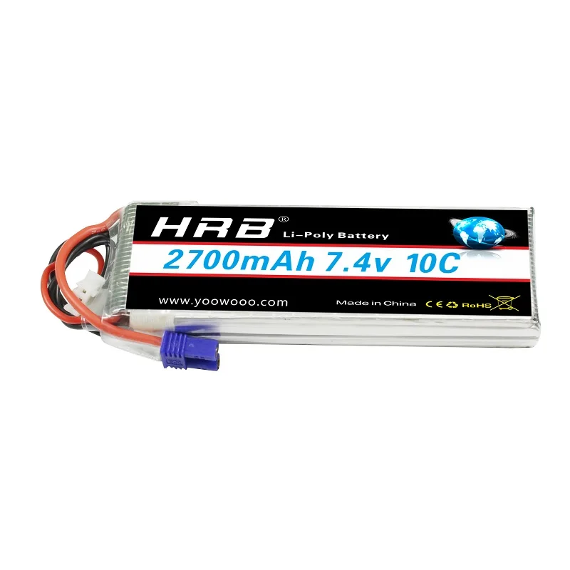 2 шт. HRB Hubsan H501S 4x вертолетный липо 2S батарея 7,4 V 2700mah 10C MAX 20C EC2 аккумуляторная батарея для самолета квадрокоптера