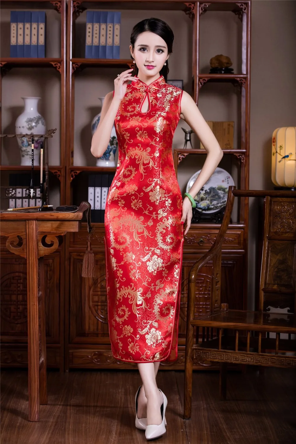 

Shanghai Story new sale Sexy Chinese Women's Clothing Satin Chinese Dress Cheongsam wedding dress Long Qipao