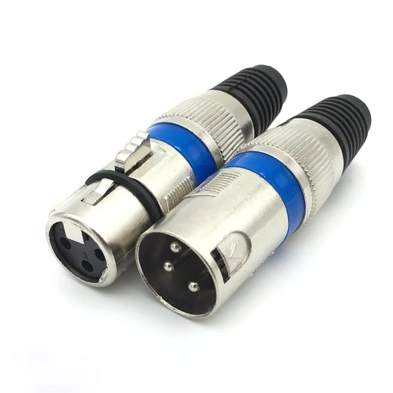 50pcs High Quality XLR Audio Cable Connector 3-core Male and Female 3 Pin Microphone Plug Metal Blue | Компьютеры и офис