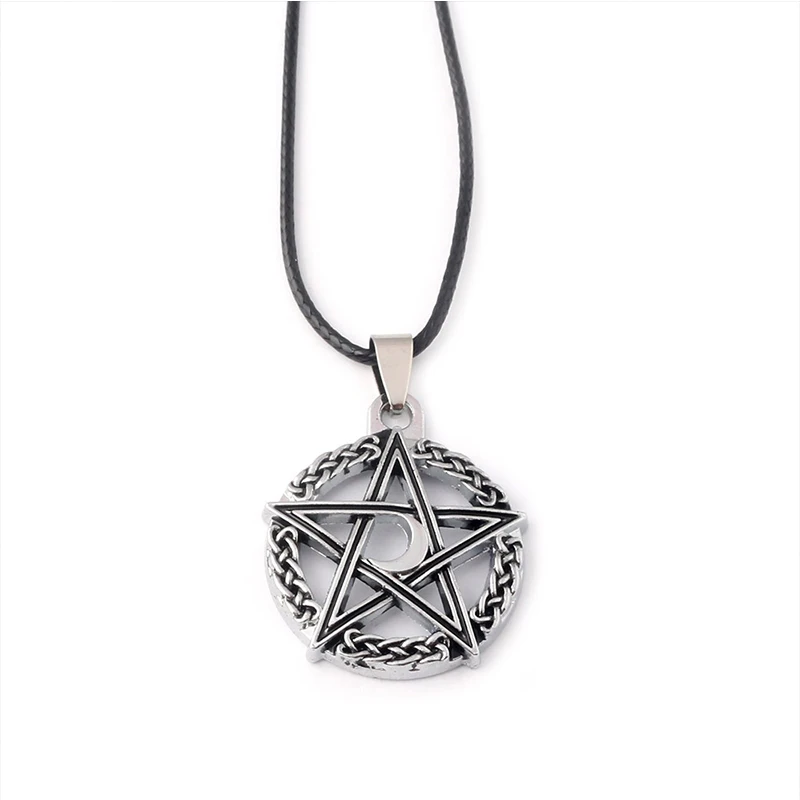 Для Мужчин's Титан Сталь шестиконечная звезда Луна Цепочки и ожерелья Кожа