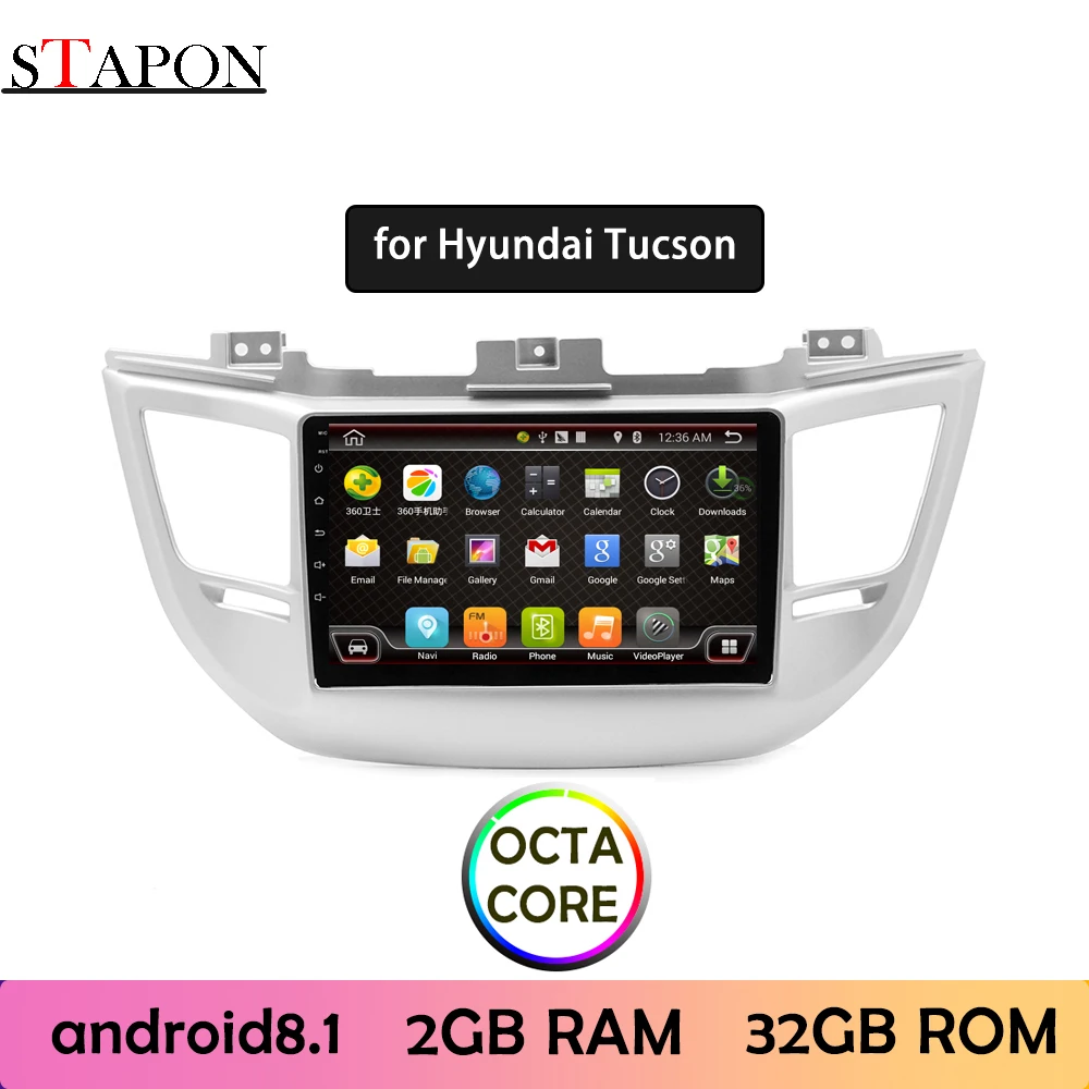 STAPON 9 дюймов для Hyundai Tucson Android8.1 2 Гб ОЗУ Восьмиядерный автомобильный DVD MP5