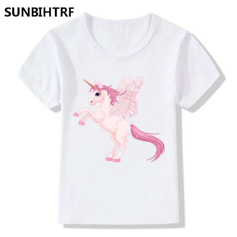 2018 Детские Красивые Забавные футболки с принтом Пегаса детские летние топы