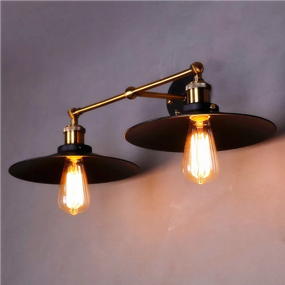 Fuloon Промышленные Эдисон Ретро Двойной Головкой Настенный Светильник Возрасте