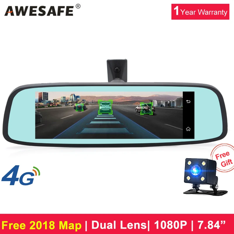 AWESAFE 4 г специальные Видеорегистраторы для автомобилей зеркало ADAS 7 84 &quotips Android Remote
