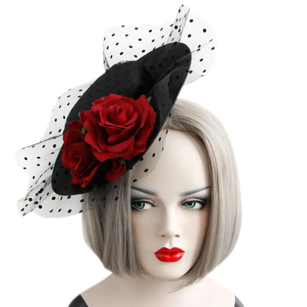 XY Fancy Women Retro Elegant Rose Net Yarn Little Hat Headdress Hair Ornaments | Украшения и аксессуары