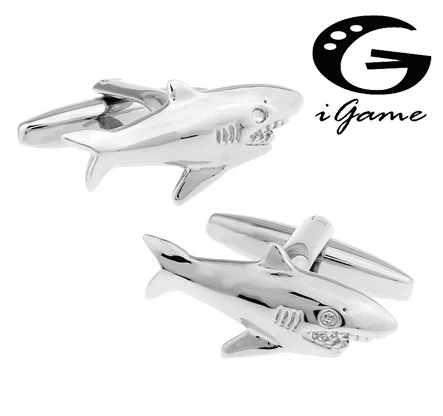 

Men Gift Shark Cufflinks Novelty Animal Design Silver Color Copper Cuff Links For Men