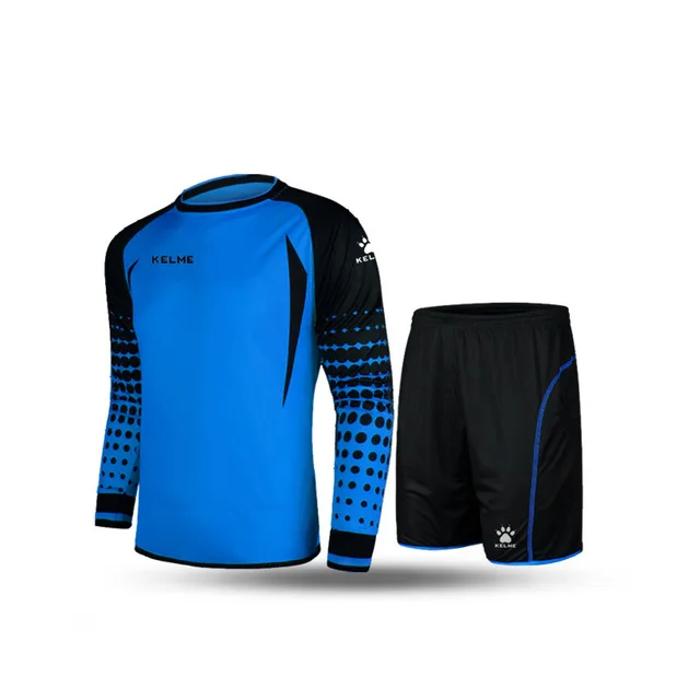 KELME Вратарские футбольные майки, детские наборы с длинным рукавом, придверники, Survetement, детские футбольные губки, протектор K15Z254 - Цвет: BlueBlack