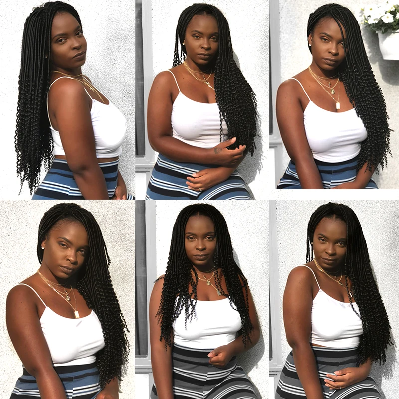 Богиня искусственная Locs крючком волосы Синтетические Ombre вязанная косами волос вьющиеся конец искусственная замки косы шелковистые пряди