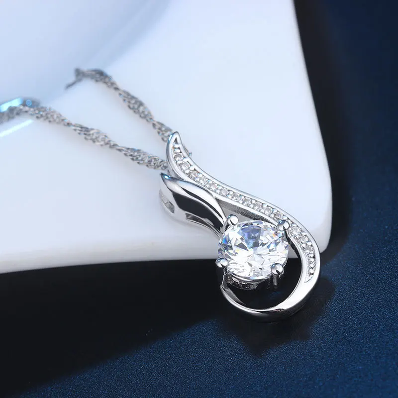 Подлинная Посеребренные Австрия Кристалл Кулон Большой Длинная Цепь Ювелирных