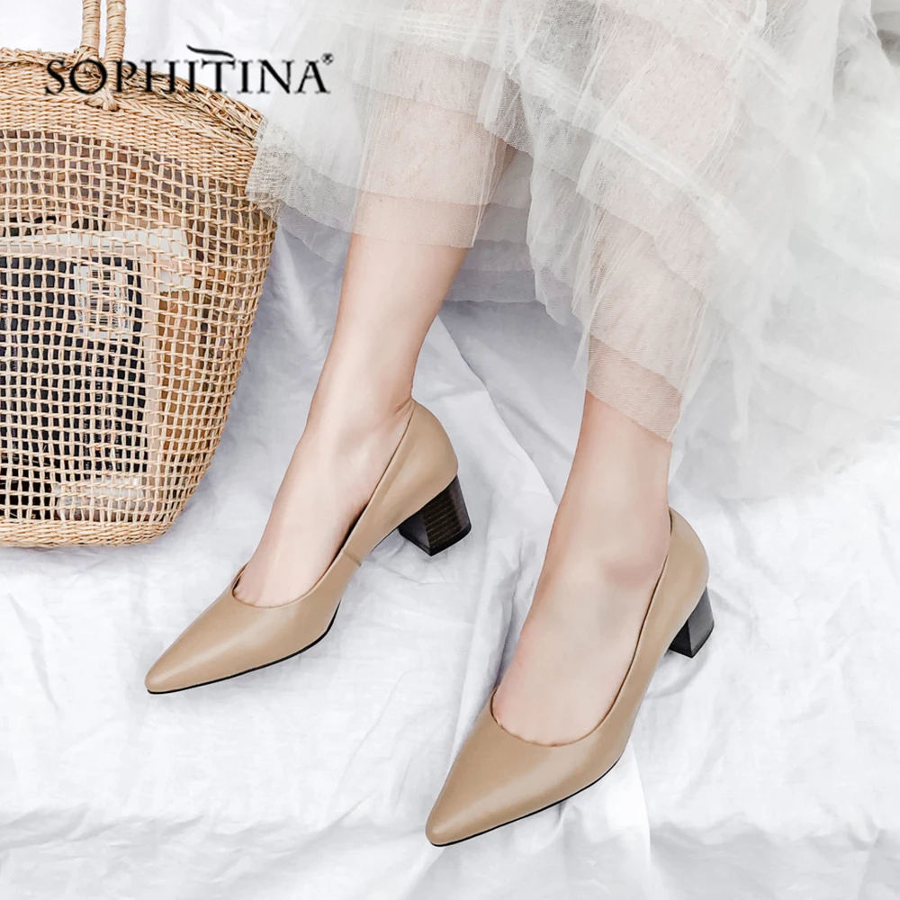 SOPHITINA/модные туфли лодочки с закрытым носком удобные пикантные на среднем