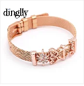 DINGLLY модные новые черные сетчатые браслеты из нержавеющей стали для женщин ключ-сердце, замок на велосипеде золотые бусины бренды браслеты подарок