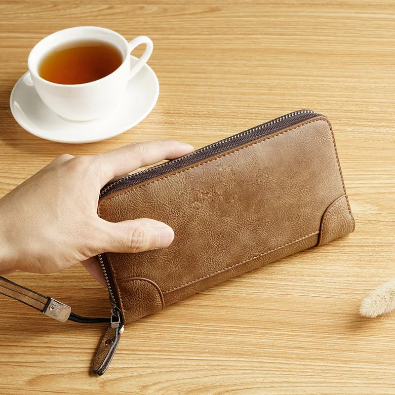 Мужские кошельки DULIN винтажный клатч на молнии из искусственной кожи отделение