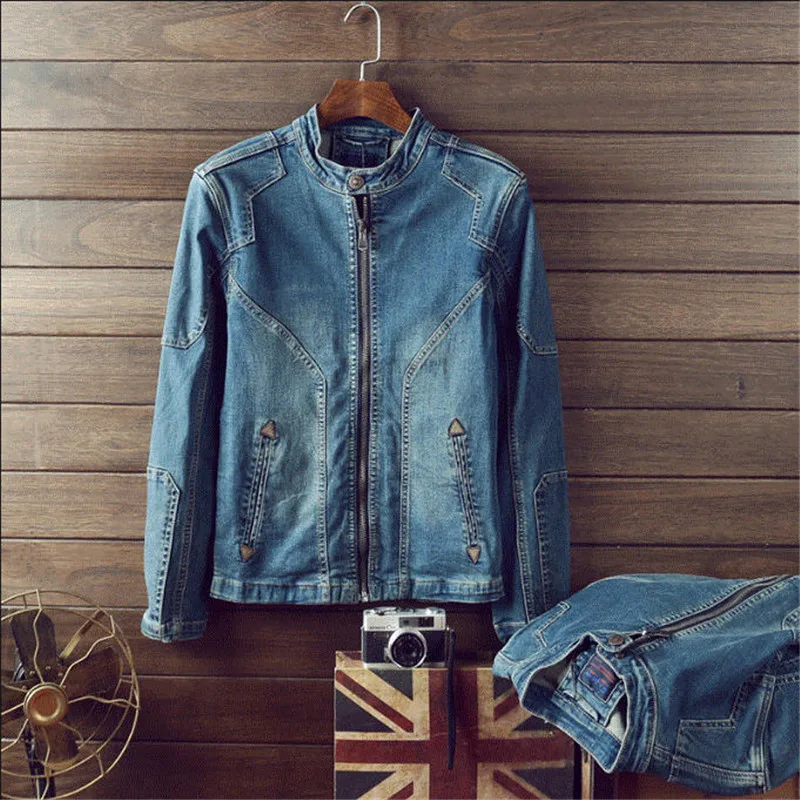 Мужская джинсовая куртка повседневная ВИНТАЖНАЯ ДЖИНСОВАЯ КУРТКА большого