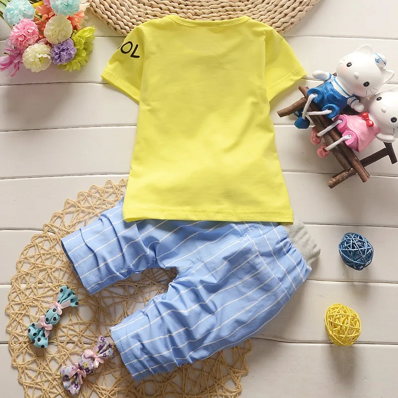 

Summer Children's Clothing Cotton Two Piece Short Sleeve T-shirt +pant Boy Child Pants Pocket Suit 0-4 Ages
