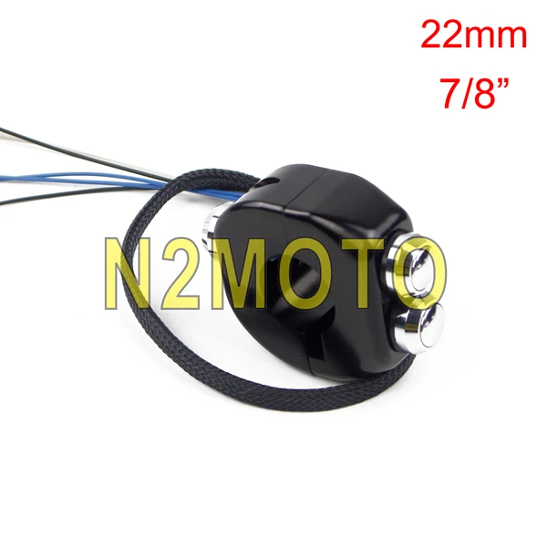 22mm black chrome Мотоциклетный 22 мм 25 мм " 7/8" переключатель руля кнопочный переключатель управления для Harley Кафе Racer Honda Suzuki Yamaha Bobber XS650 - Цвет: 22mm black chrome