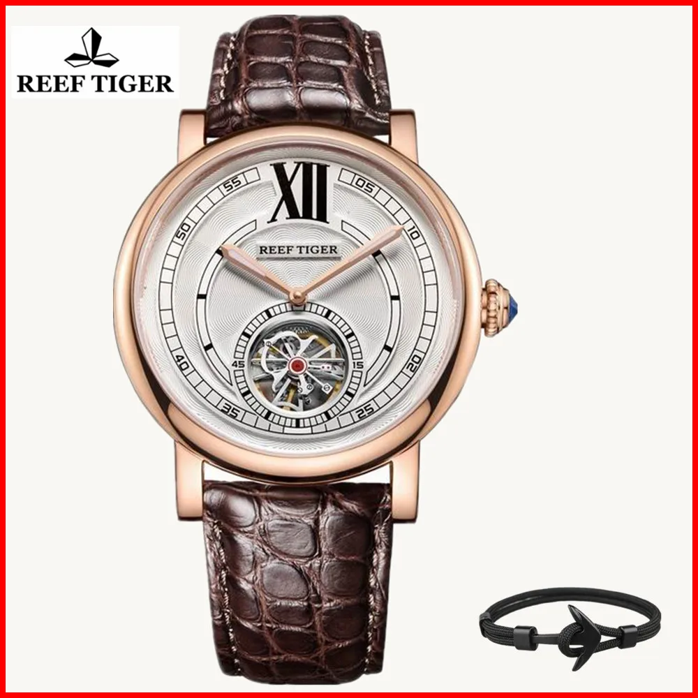 Часы Reef Tiger брендовые повседневные дизайнерские мужские автоматические с