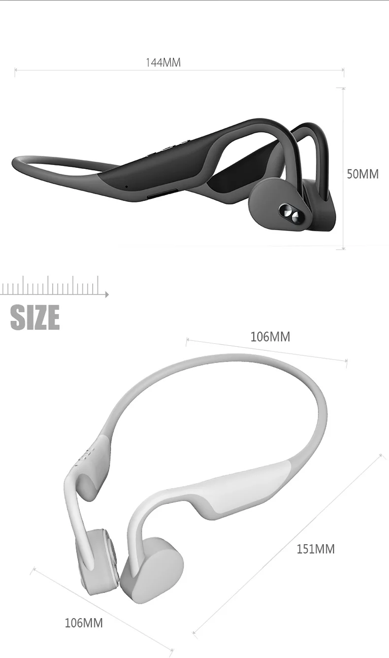 BH128 беспроводные наушники bluetooth 5,0 с шейным ремешком, водонепроницаемые наушники с костной проводимостью, стереогарнитура с микрофоном