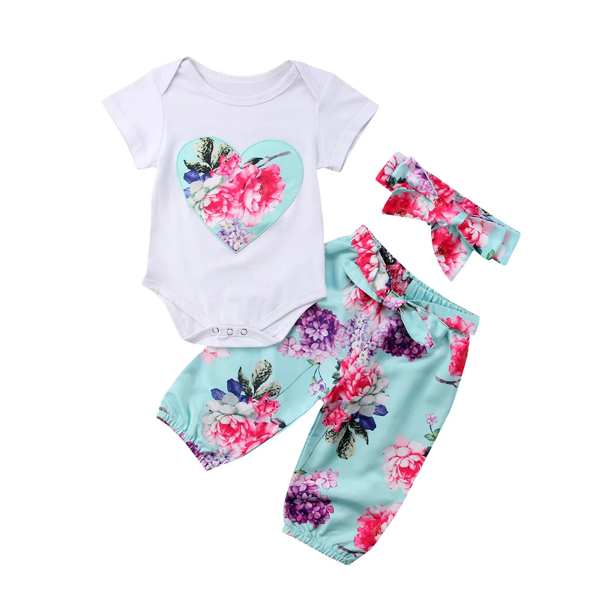 2018 Новая мода 3 шт. новорожденных для маленьких девочек цветочный хлопковый топ