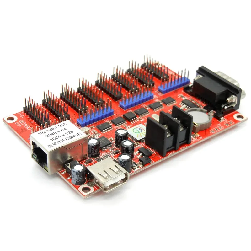 TF-C6NUR сетевой ethernet светодиодный контрольная карта 2048*64 пикселей lan/USB/rs232 порт светодиодный рекламный знак контроллер дисплея