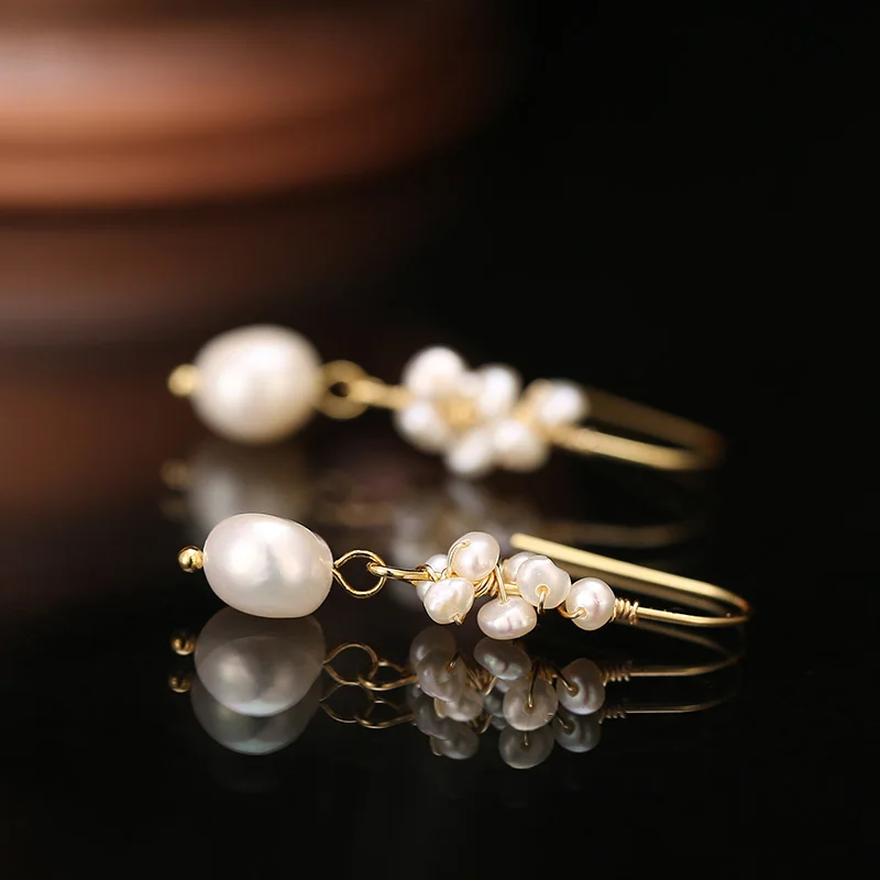 New Freshwater Pearls Tassel Earrings Geometry White Pink Drop Earring For Women Statement Ear Rings Handmade Jewelry | Украшения и